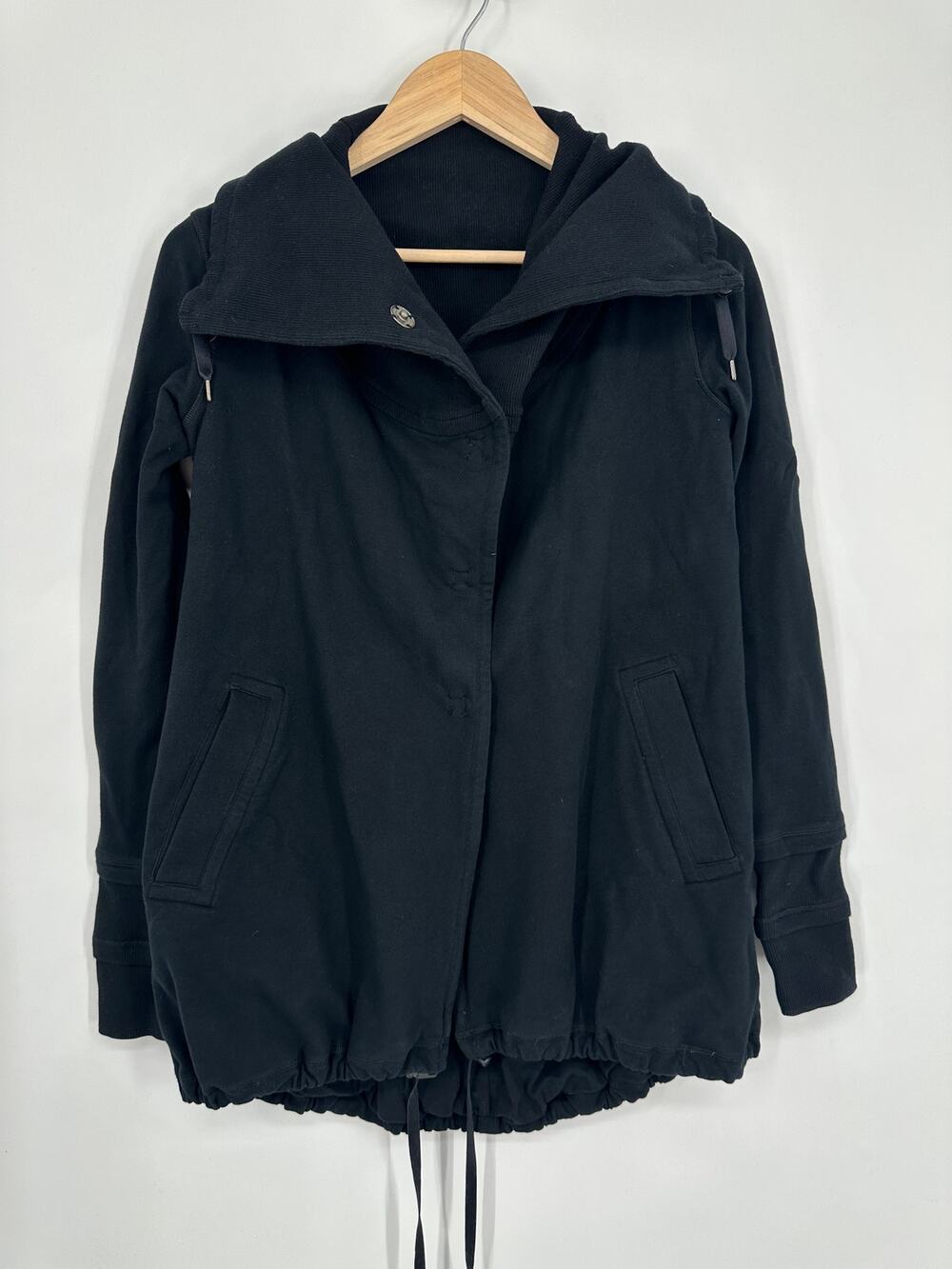 Lululemon Gratitude Wrap Jacket Stretch Funnel Neck Drawstring Sweatshirt Black